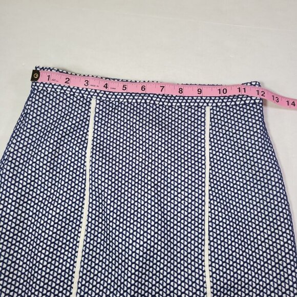 Rebecca Minkoff Professional Navy & White Silk Geometric Pencil Skirt Size 0 - Picture 4 of 7